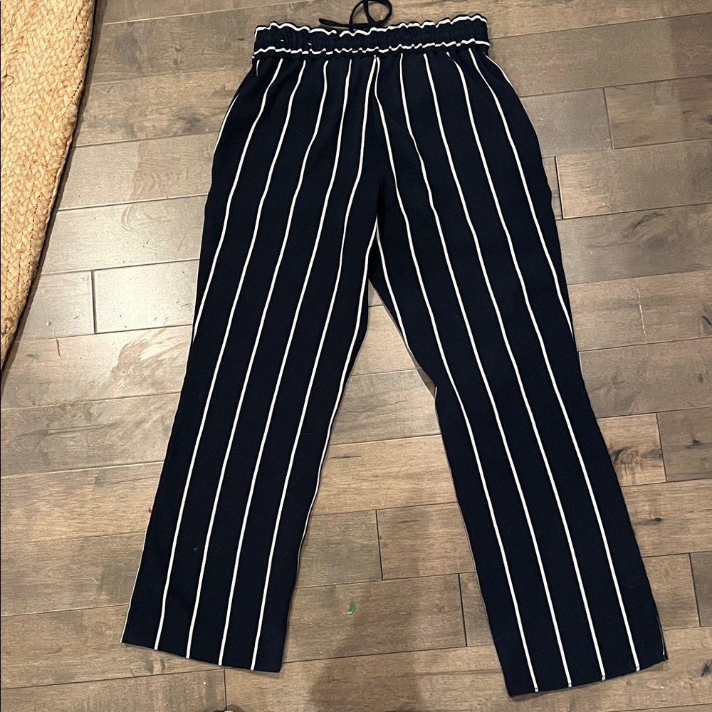 Ann Taylor Navy Blue and White Striped Pants - Picture 2 of 2